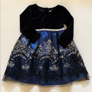 Blue, Black and Silver Girls 3T Holiday Dress